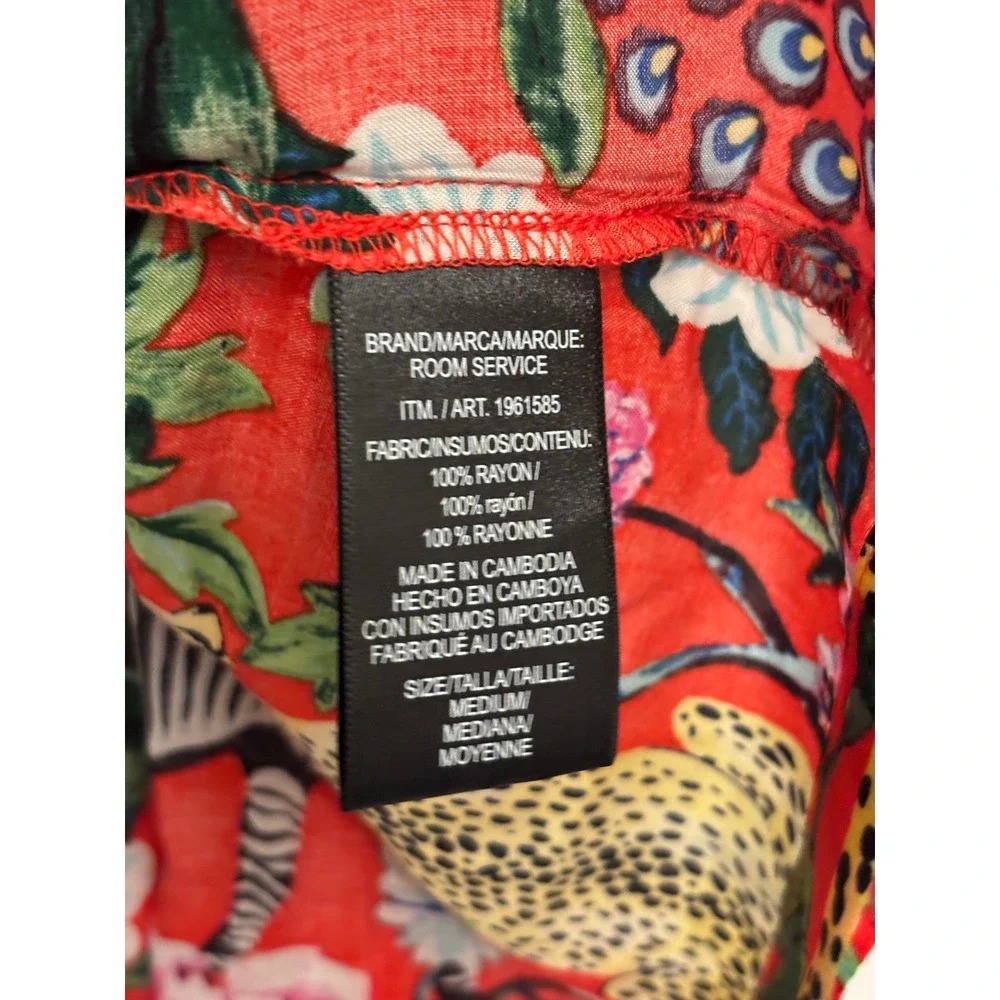 Room Service Medium Floral Animal Print Robe Womens Red
